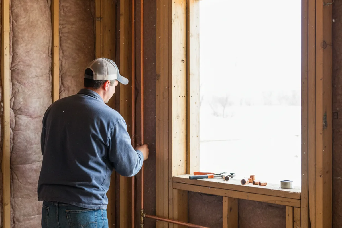 Licensed plumber running new copper supply lines in a Centenary home